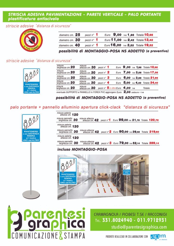 covid 19 segnaletica barriere distanziamento prevenzione