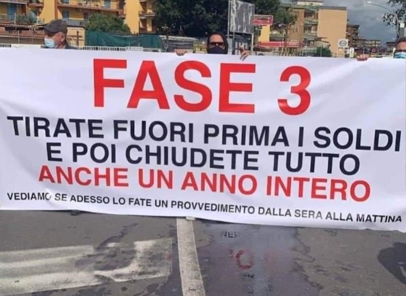 manifestazione di protesta DPCM carmagnola