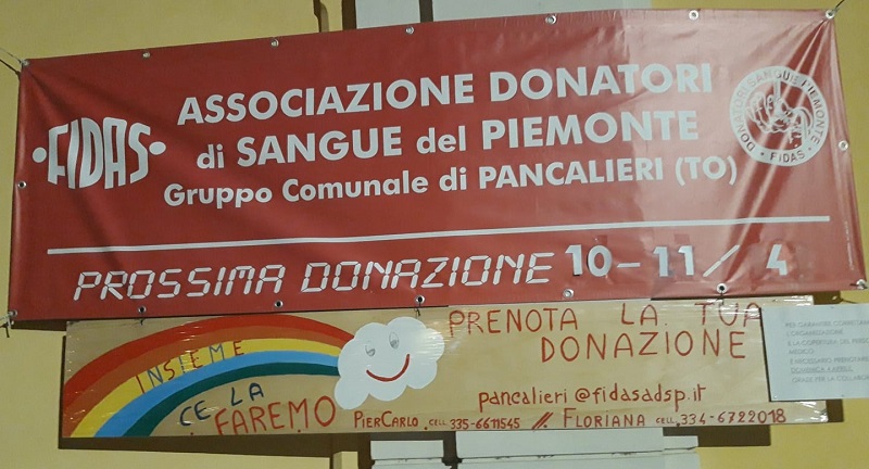 Donazioni di sangue alla Fidas di Pancalieri