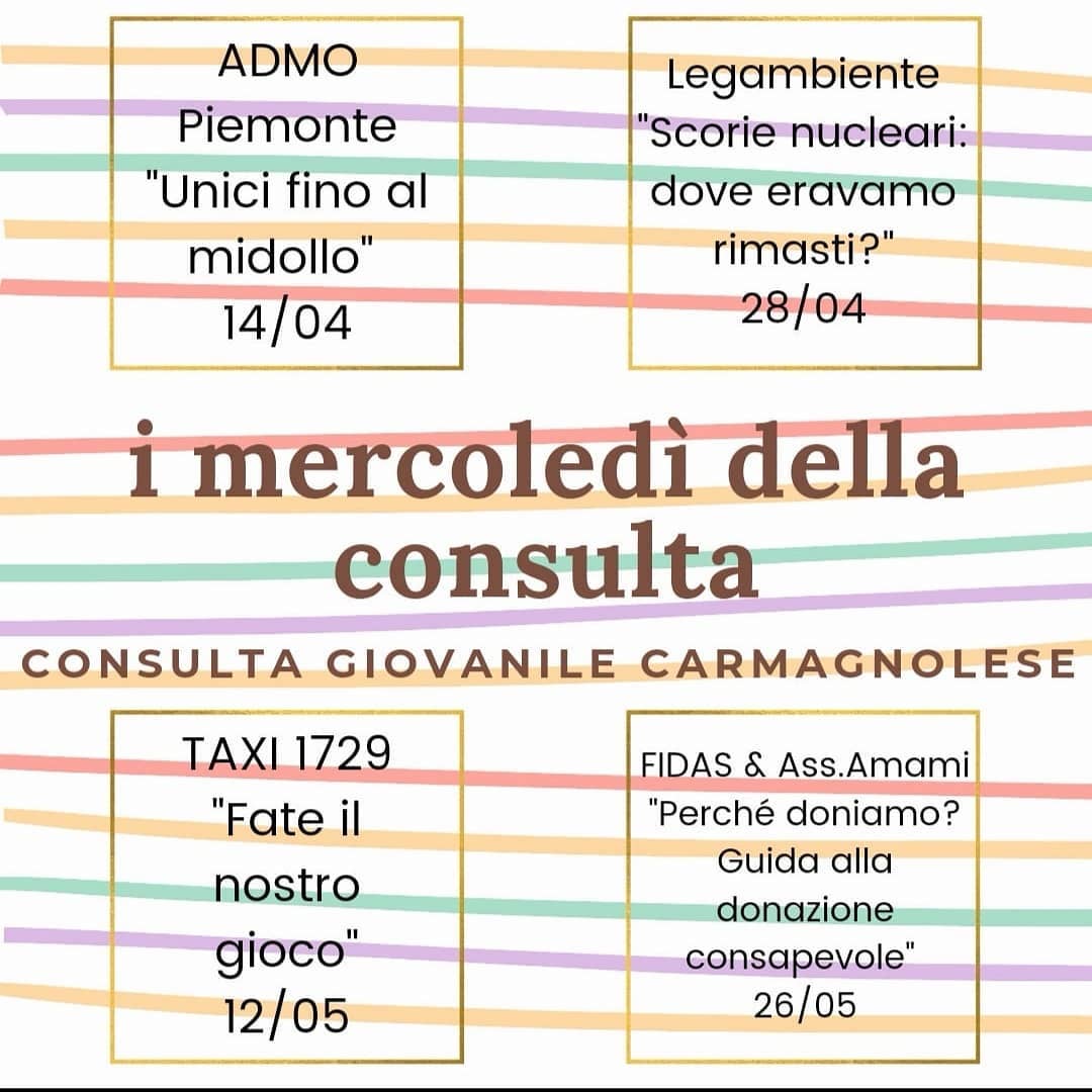 Quattro appuntamenti online con la Consulta Giovanile Carmagnolese