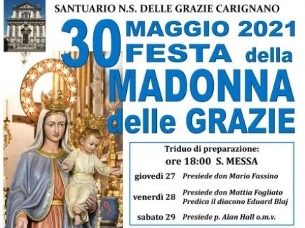 Domenica 30 maggio Carignano festeggia la Madonna delle Grazie