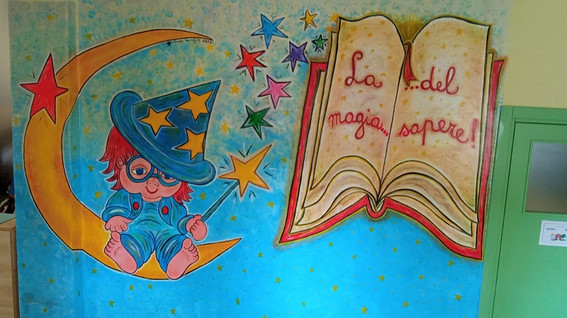 I bambini realizzano un murales alla primaria "Grosso" di Cambiano