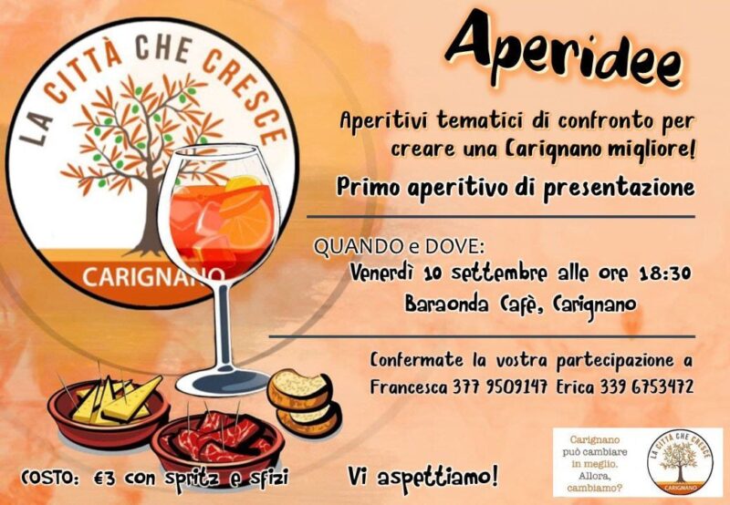 Carignano: "La Città che cresce" organizza gli Aperidee