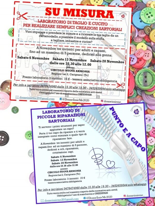corsi cucito carignano