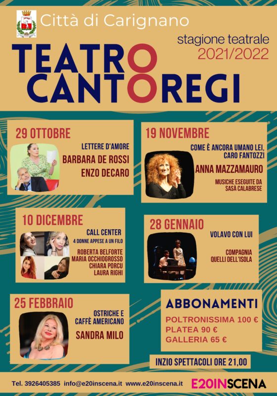 stagione teatro cantoregi carignano