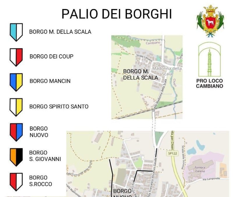Cambiano: online i nomi dei referenti per il Palio dei Borghi