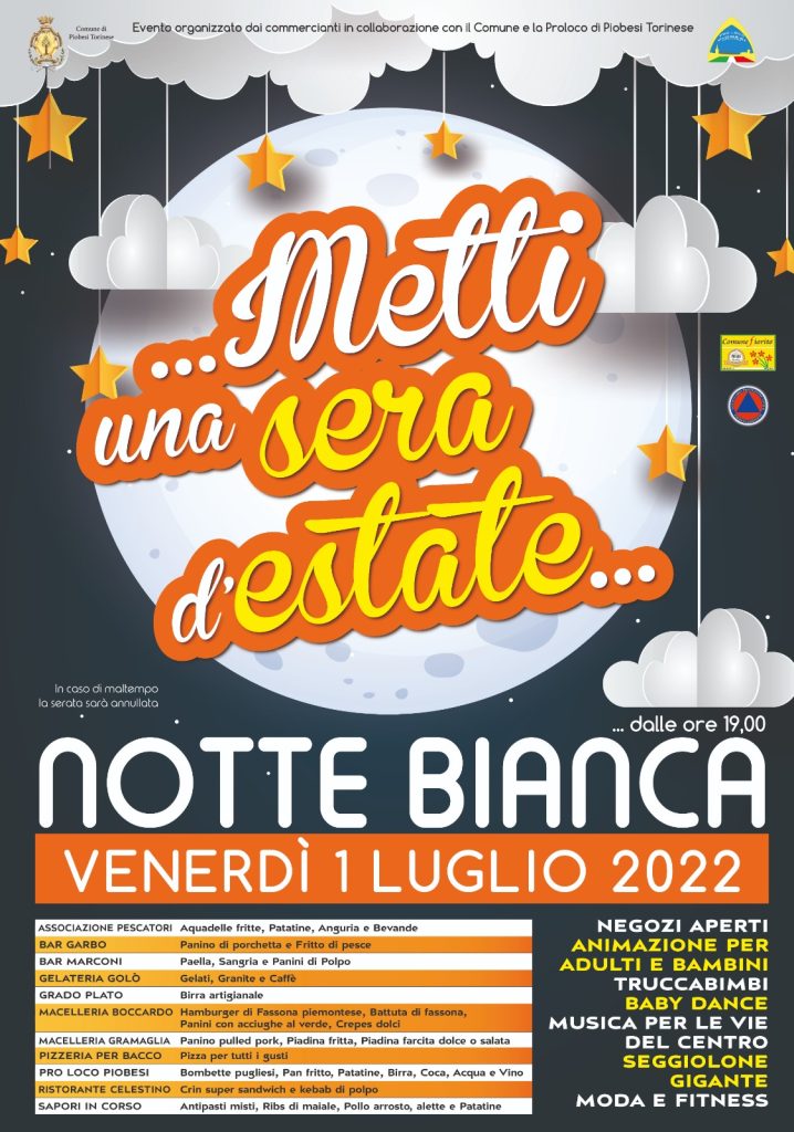 piobesi torinese notte bianca evento estate