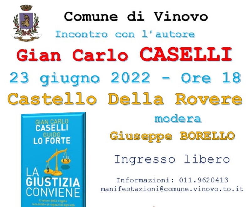 A Vinovo un incontro col magistrato e saggista Gian Carlo Caselli
