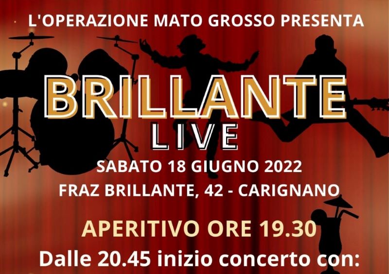 A Carignano l'evento "Brillante Live" a favore dell'Operazione Mato Grosso