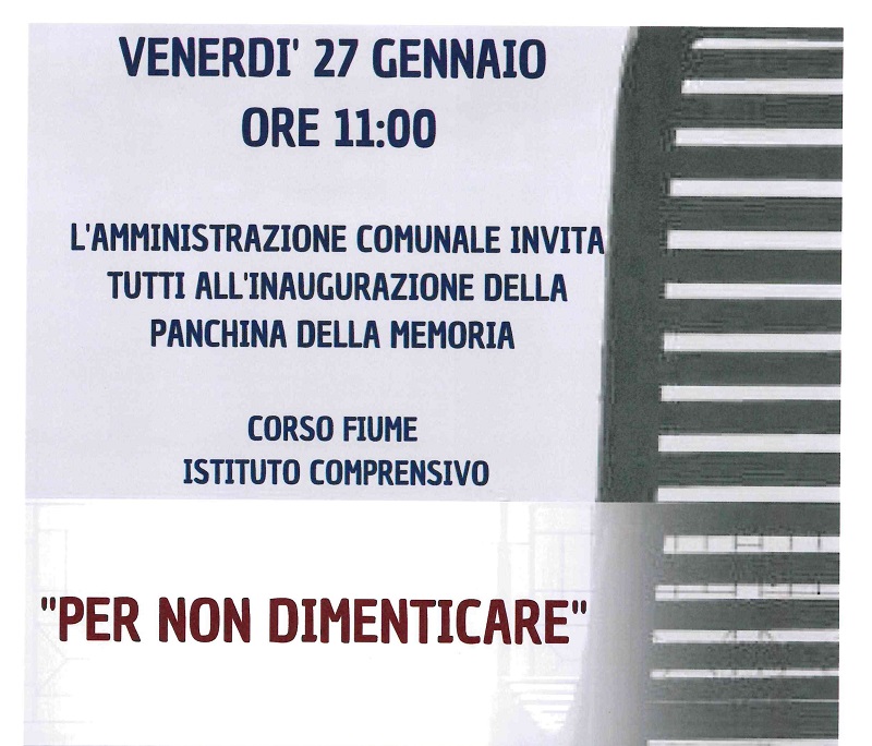 Poirino, venerdì l'inaugurazione della panchina della Memoria