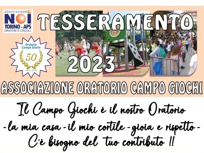 Carignano, tesseramento 2023 all'Oratorio Campo Giochi