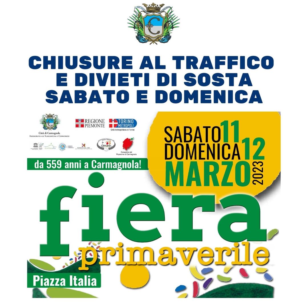 Fiera Primaverile 2023 Carmagnola modifiche viabilità