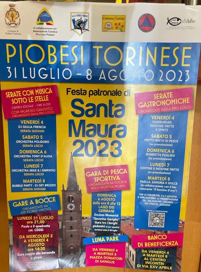 piobesi torinese festa patronale santa maura programma locandina