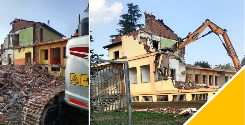 Castagnole, partiti i lavori di demolizione dell'ex scuola dell'infanzia