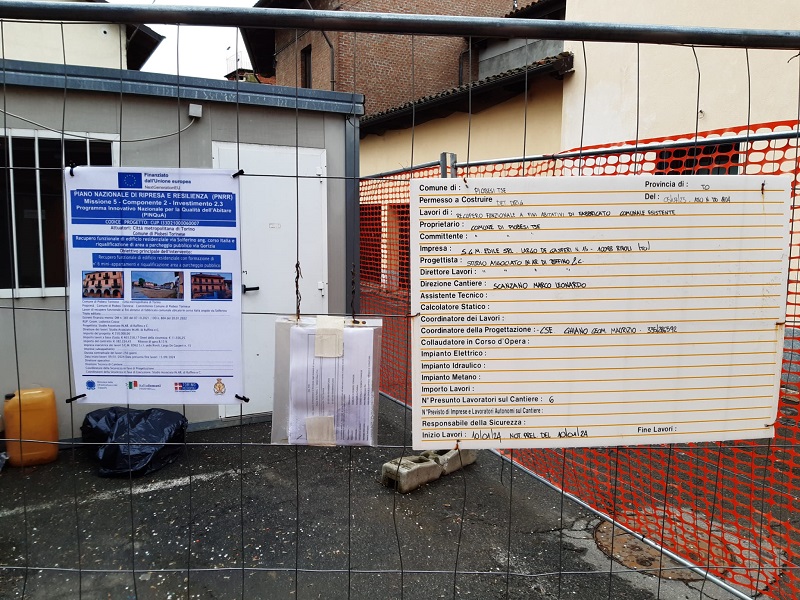 Piobesi: in corso i lavori al palazzotto di corso Italia angolo via Solferino