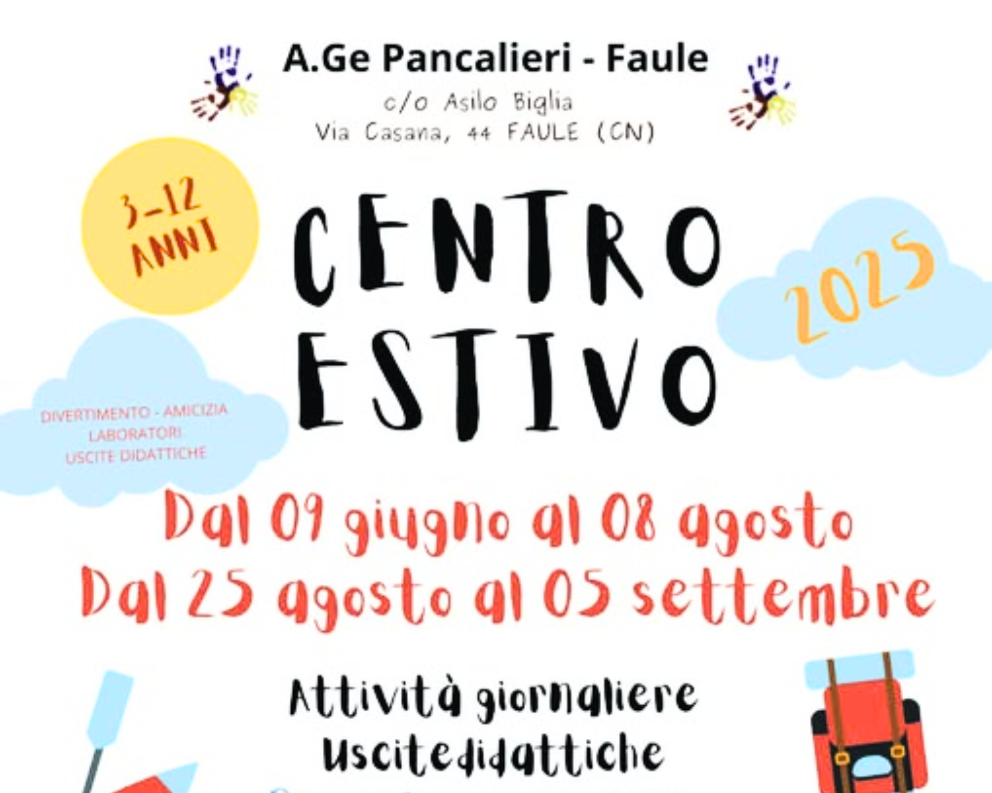 Torna anche quest'anno il Centro Estivo promosso da A.Ge Pancalieri-Faule