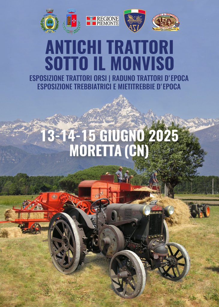 Locandina evento Moretta “Antichi Trattori sotto il Monviso” 2025