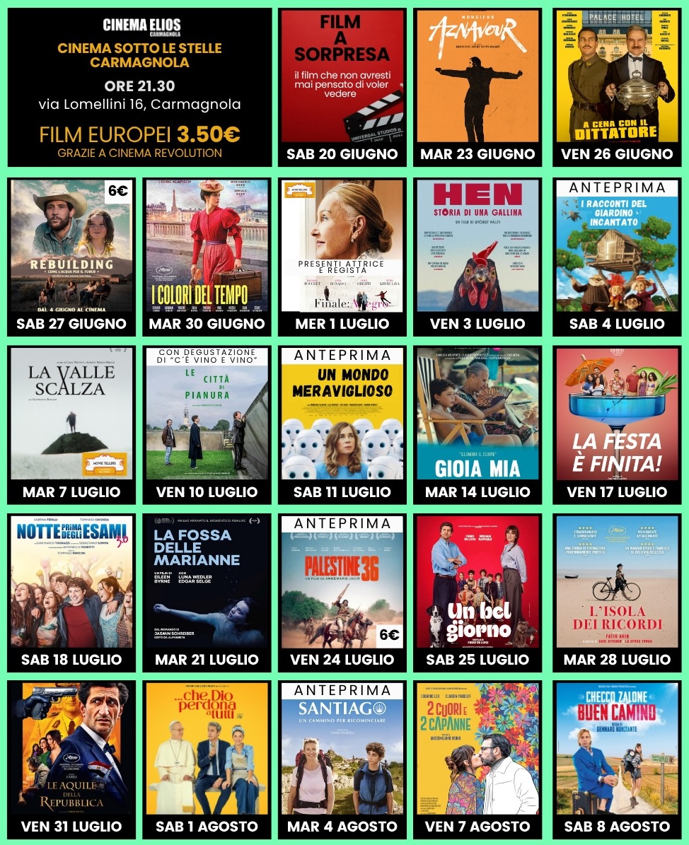 cinema all'aperto carmagnola estate 2026